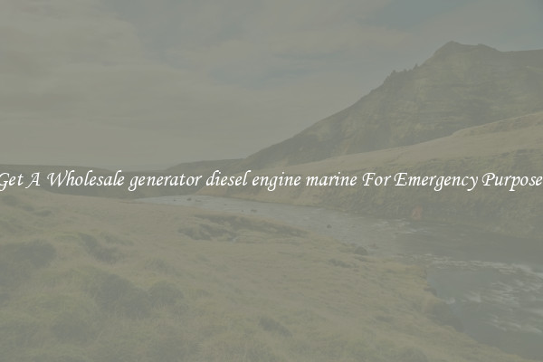 Get A Wholesale generator diesel engine marine For Emergency Purposes