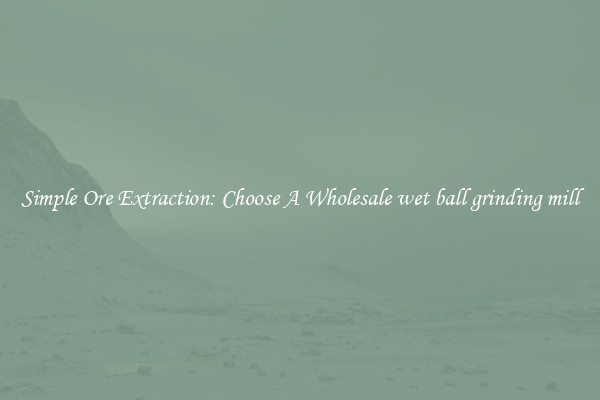 Simple Ore Extraction: Choose A Wholesale wet ball grinding mill